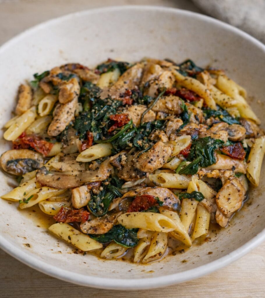 Creamy Chicken, Mushroom & Tomato Protein Pasta
