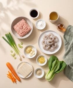Deconstructed Wonton Soup ingredients