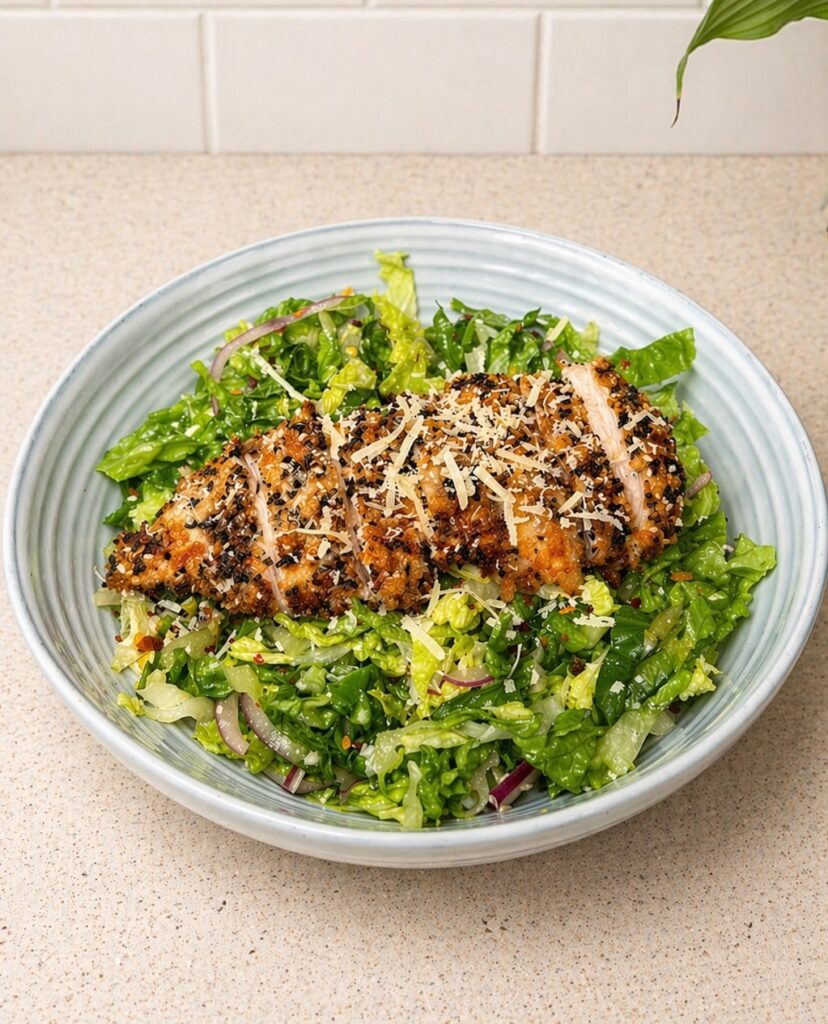 Everything Bagel Crispy Chicken with Parmesan Lemon Salad