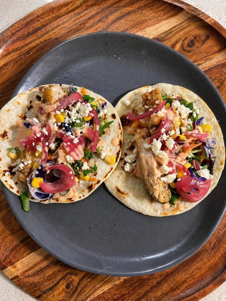Harissa Honey Fish Tacos