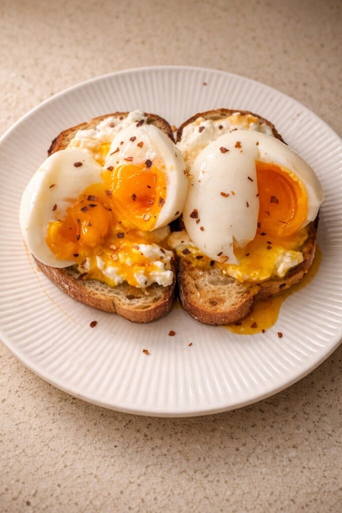Jammy Egg, Cottage Cheese & Hot Honey Toast