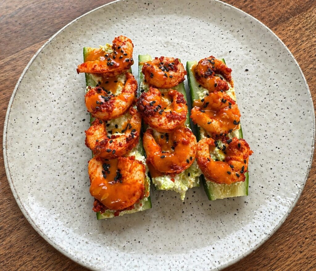 Peri Peri Prawn Cucumber Boats