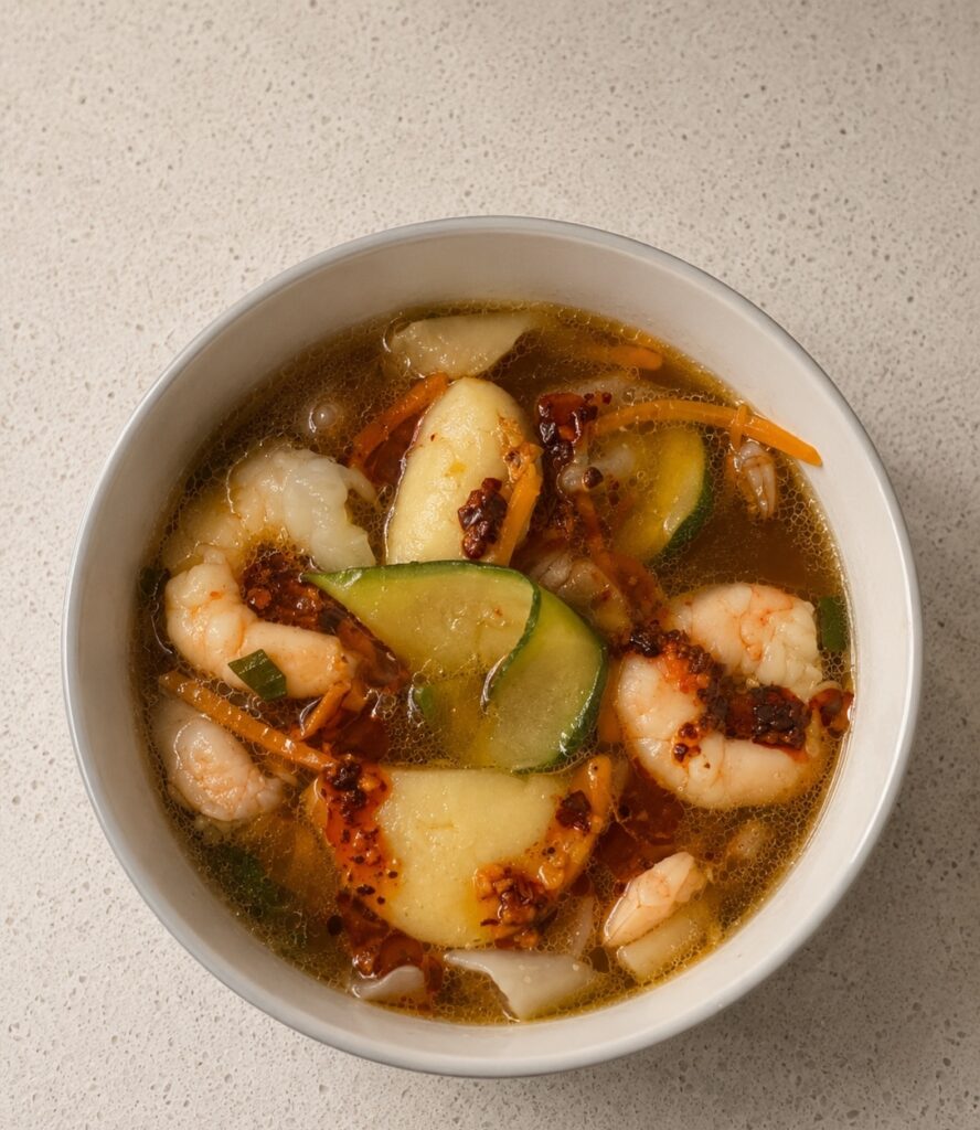Prawn and Dumpling Rice Noodle Soup