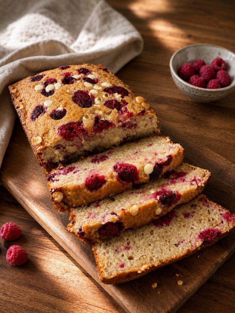 Raspberry & White Choc Banana Bread
