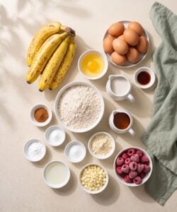 Raspberry & White Choc Banana Bread ingredients