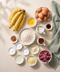 Raspberry & White Choc Banana Bread ingredients