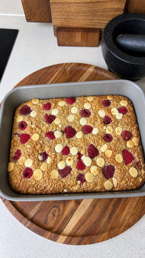 Raspberry & White Chocolate Baked Oats