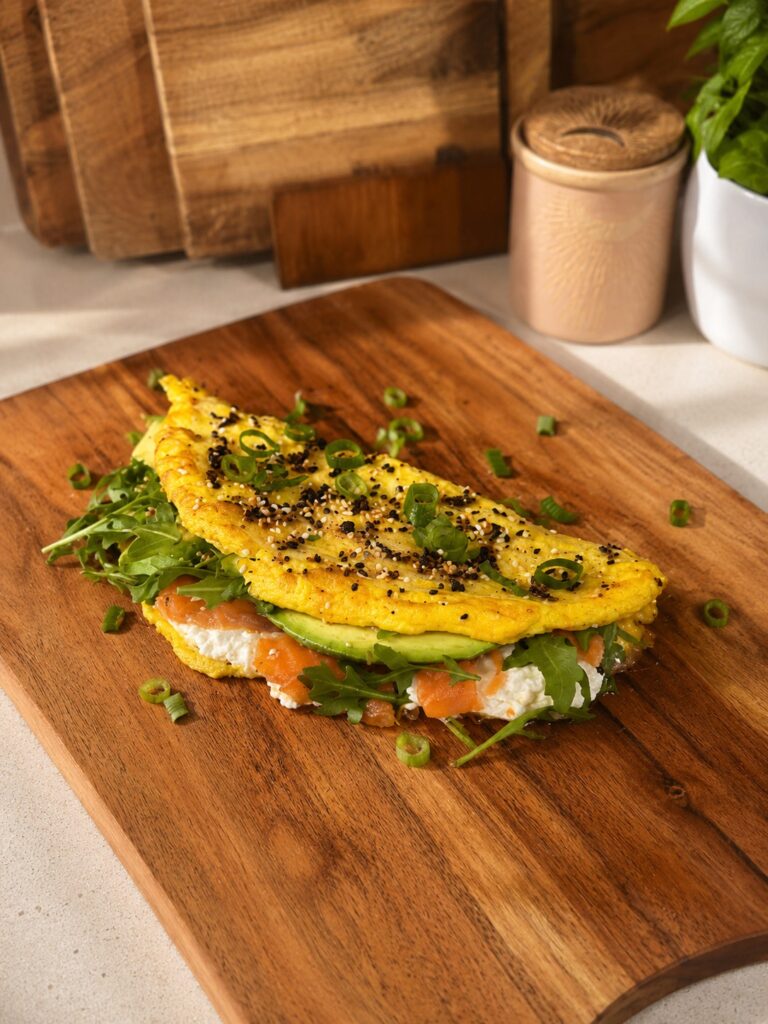 Rice Paper Salmon & Rocket Omelette