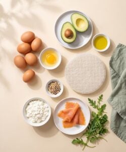 Rice Paper Salmon & Rocket Omelette ingredients