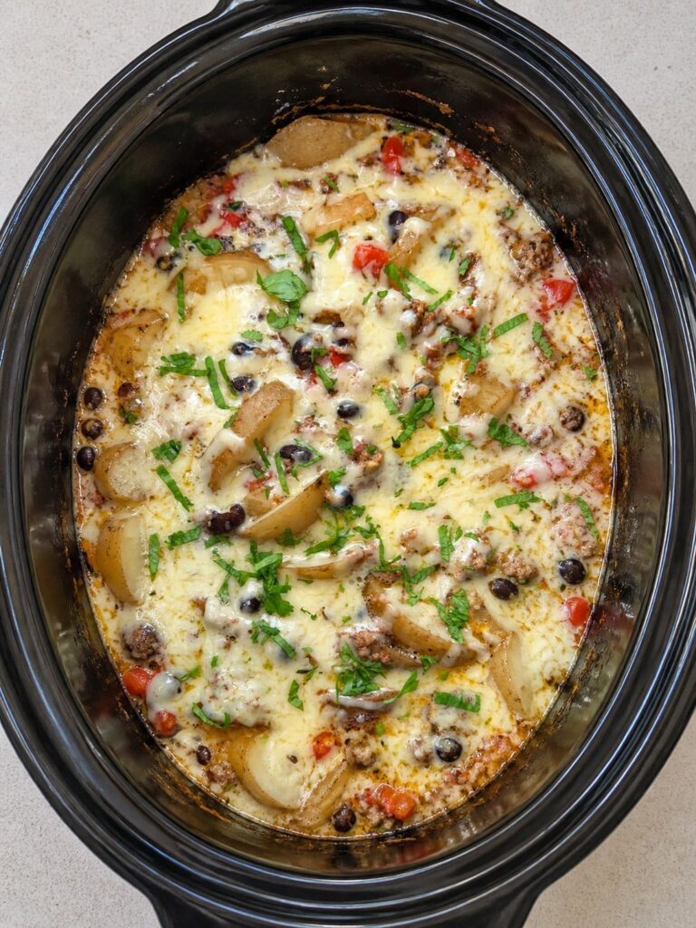 Slow Cooker Loaded Taco Potatoes