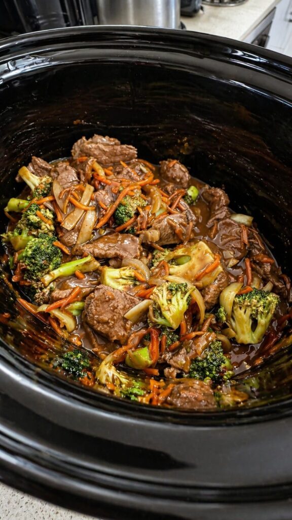 Slow Cooker Mongolian Beef & Broccoli