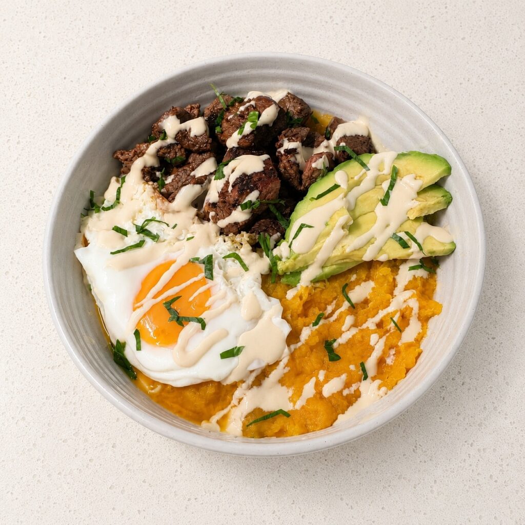 Smashed Pumpkin Steak Bowl