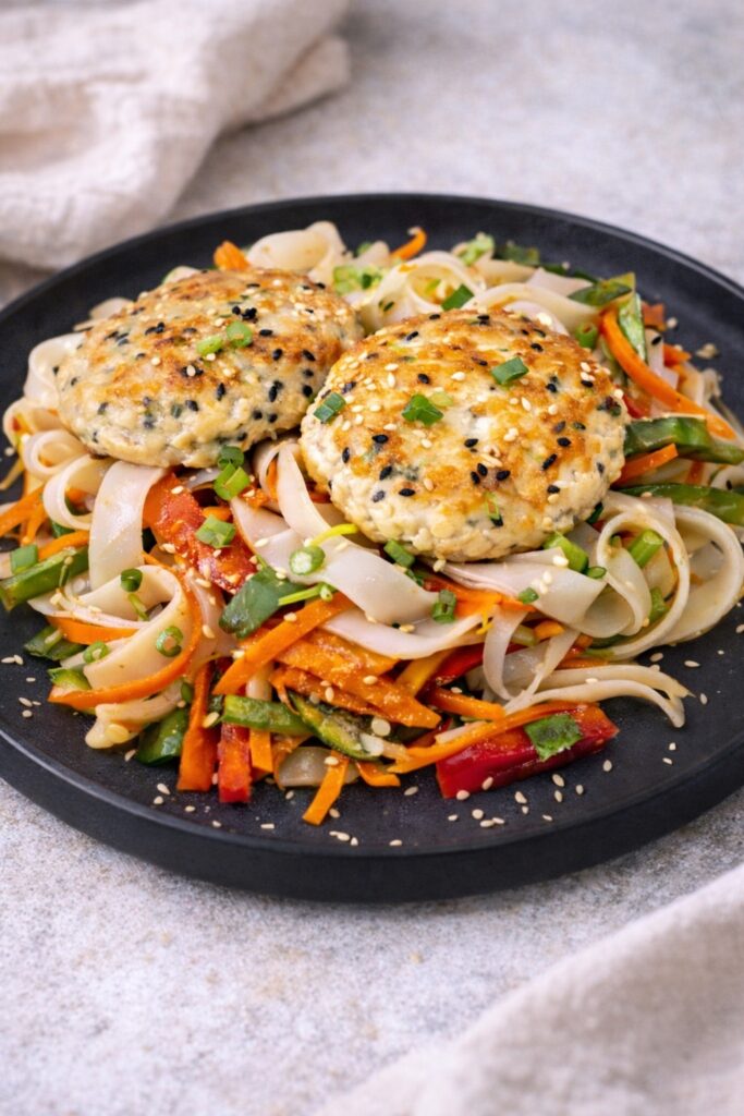 Sweet Chilli Turkey Patties with Noodle Slaw