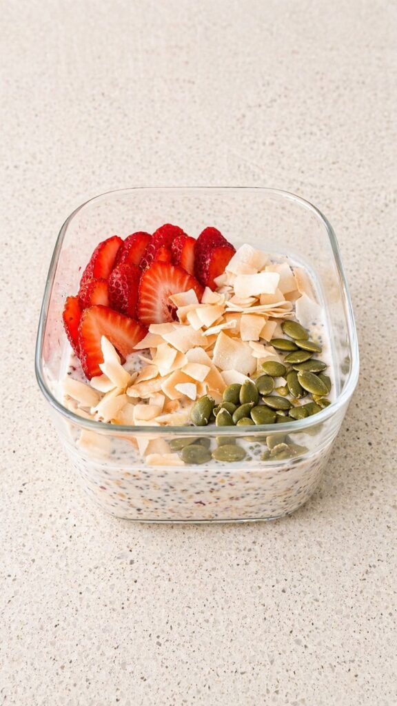 Vanilla Strawberry and Coconut Overnight Oats