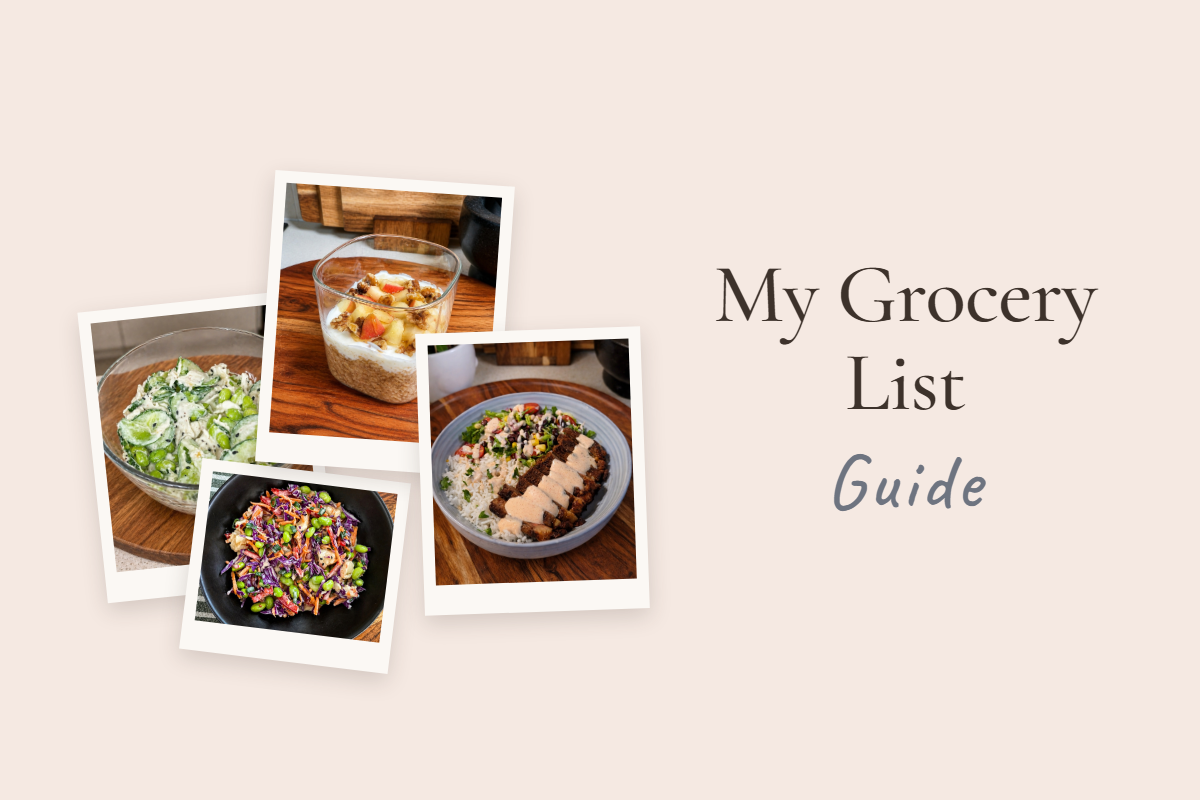 My grocery list guide with four high protein recipes
